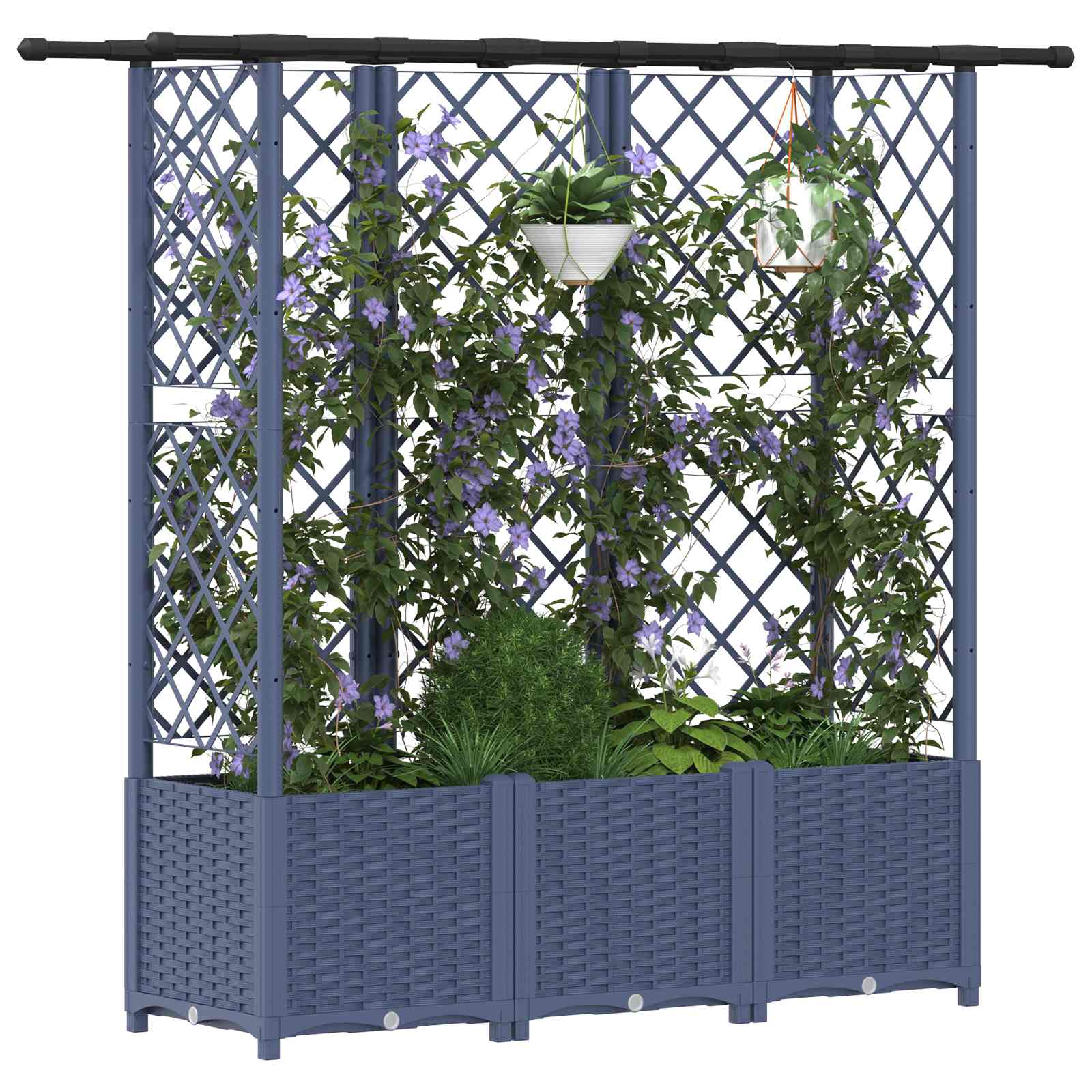 Hochbeet mit Rankgitter und Dach Braun 124 x 40 x 123 cm PP