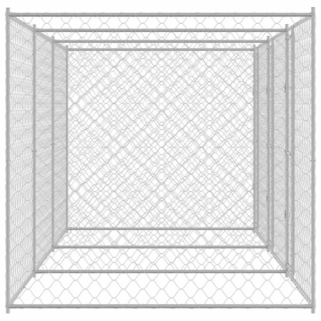 Hundezwinger mit Tür Grau 2x2x1,5 m Verzinkter Stahl