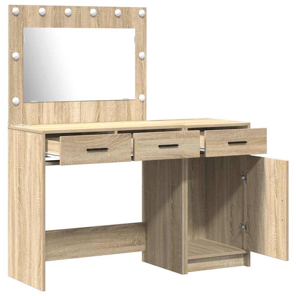 Schminktisch mit Spiegelbeleuchtung 2 pcs Weiß Holzwerkstoff