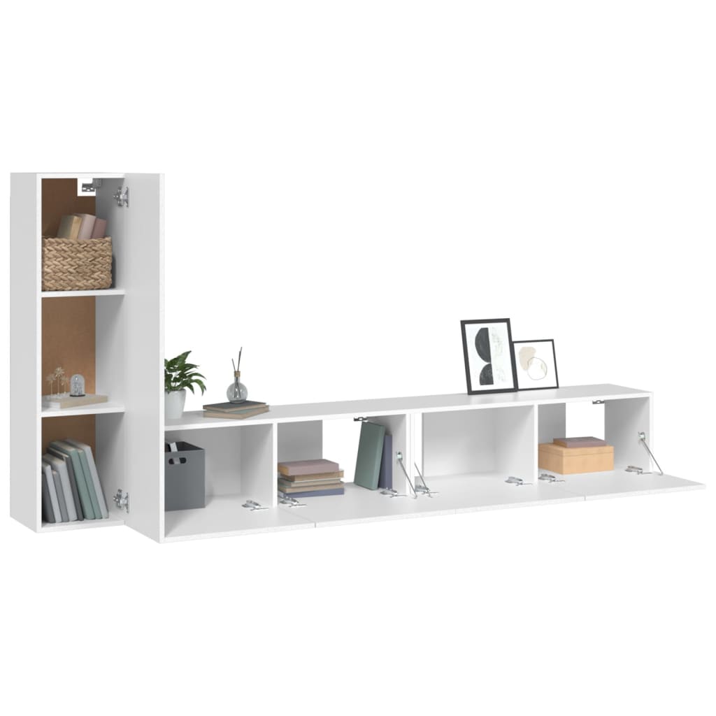 4-tlg. TV-Schrank-Set Weiß Holzwerkstoff