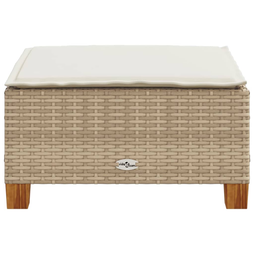 Gartenhocker mit Kissen Schwarz 63,5x56x32 cm Poly Rattan
