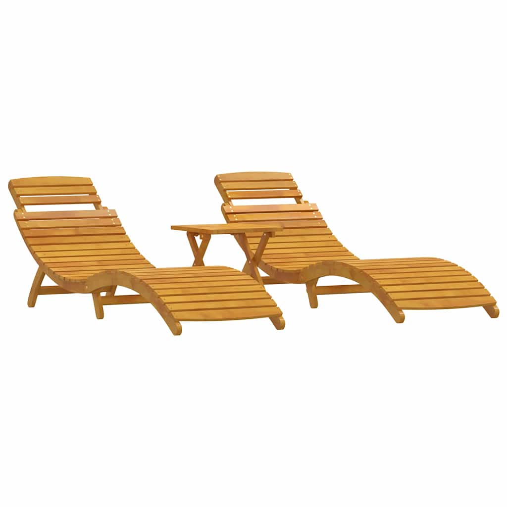 Sonnenliege 2 pcs Braun 55 x 184 x 64cm Massivholz Akazie