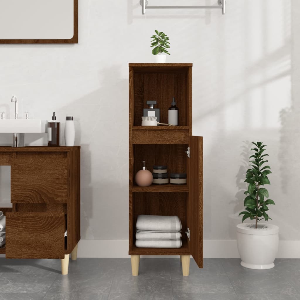 Badschrank Weiß 30x30x100 cm Holzwerkstoff