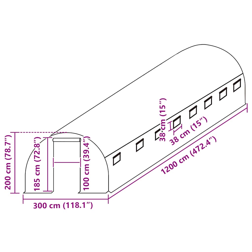 Ersatzabdeckung für Gewächshaus (4,5 m²) 300x150x200 cm Grün