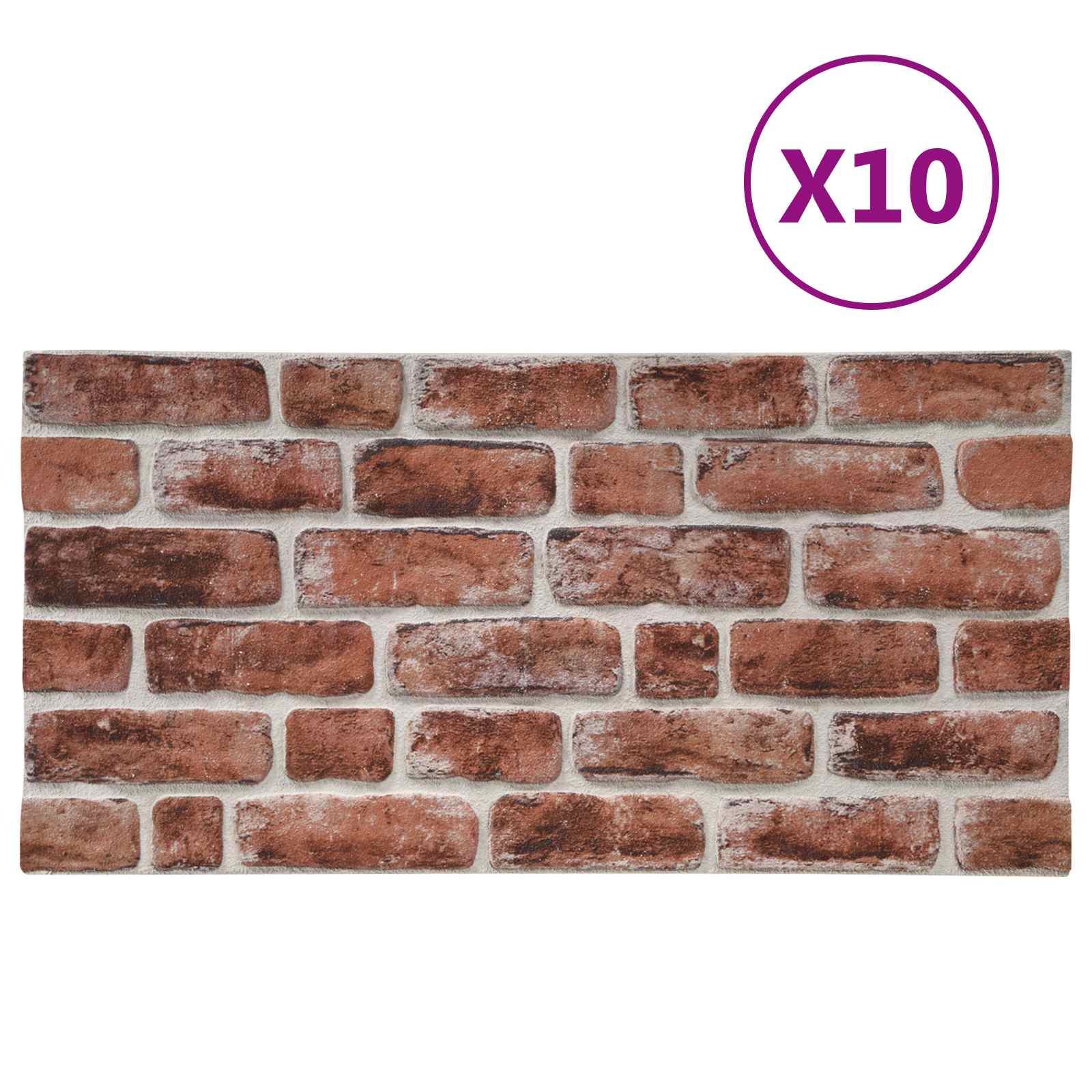 Wandpaneele 10 pcs Ziegel 100 x 50 cm EPS-Schaum