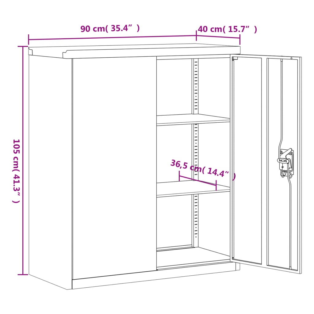 Aktenschrank Weiß 90x40x110 cm Stahl