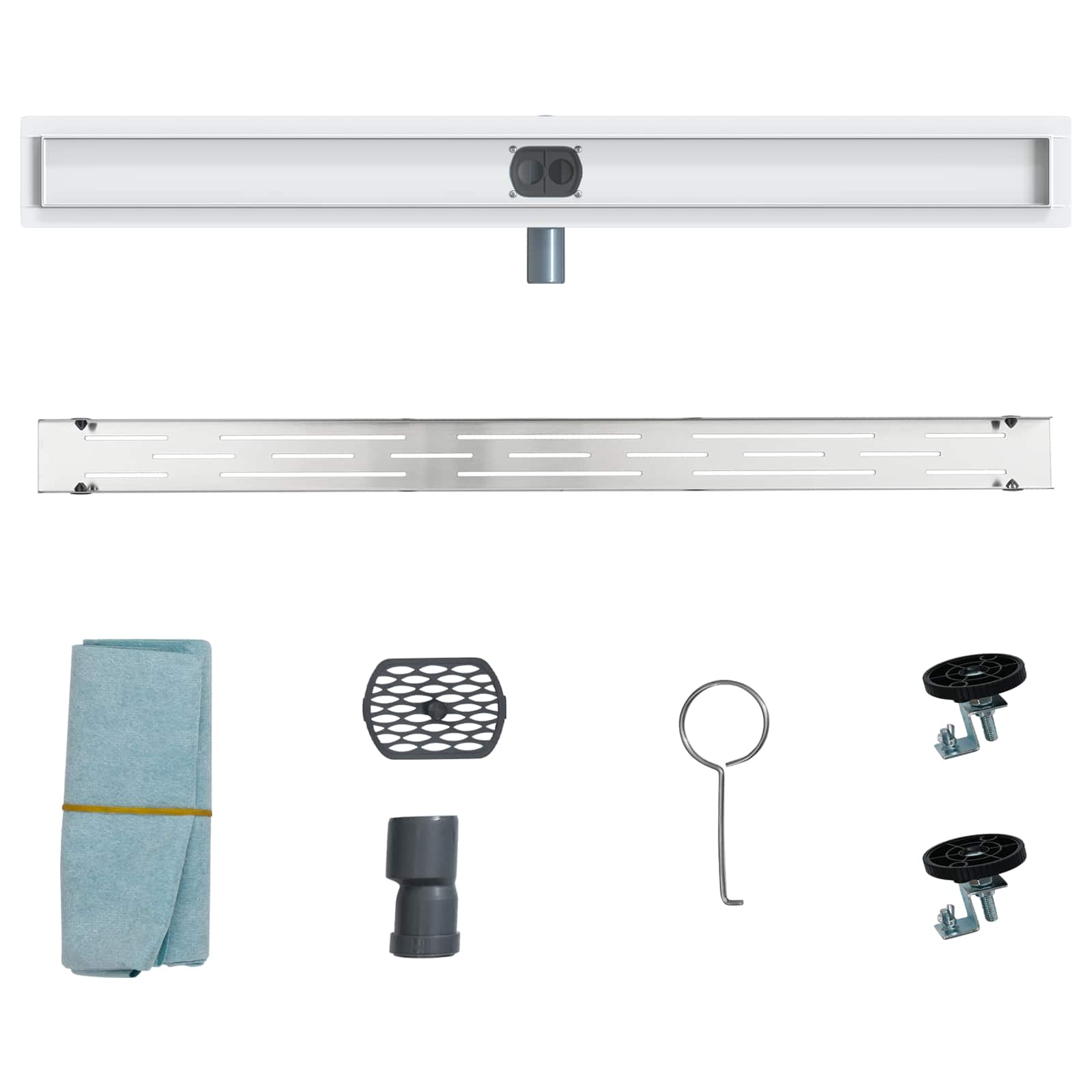 Duschabfluss mit Glashülle und 360° Siphon Schwarz 50 cm