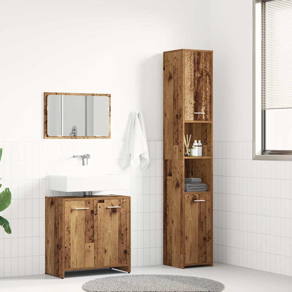 3-tlg. Badmöbel-Set Räuchereiche Holzwerkstoff