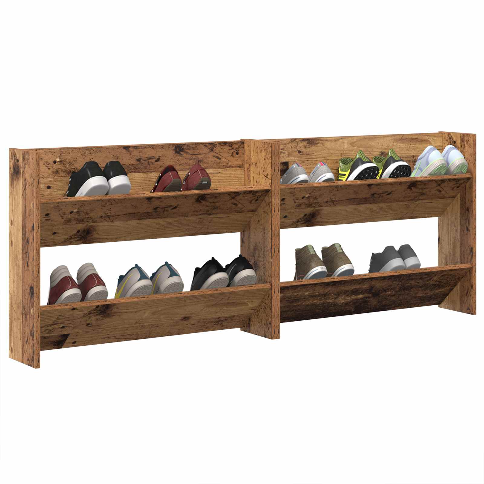 Wand-Schuhschränke 4 Stk. Weiß 60x18x60 cm Holzwerkstoff