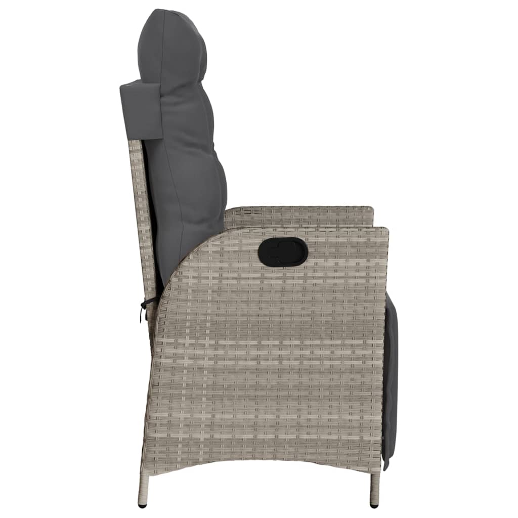 Gartensessel Verstellbar mit Kissen Schwarz Poly Rattan