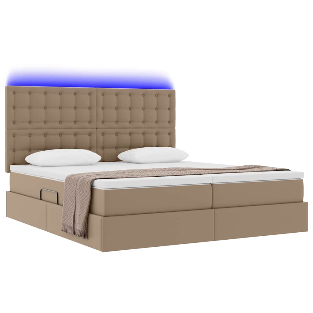 Bett mit Stauraum und LED Schwarz 180 x 200 cm Kunstleder