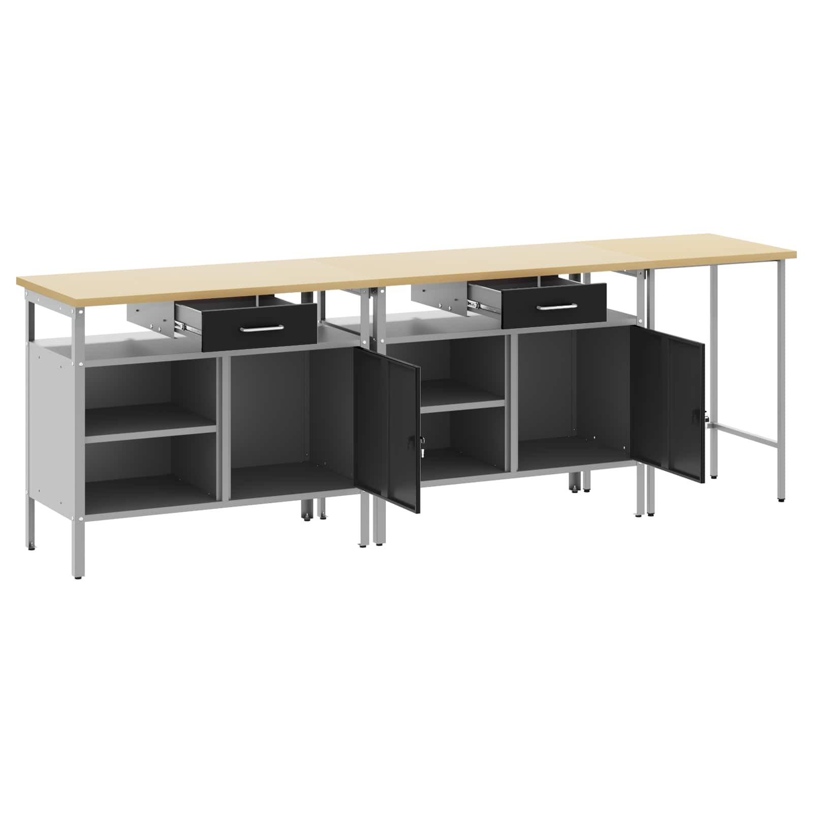 Werkbank-Set mit Schubladen 2 pcs Rot und Grau 200 x 55 x 85 cm