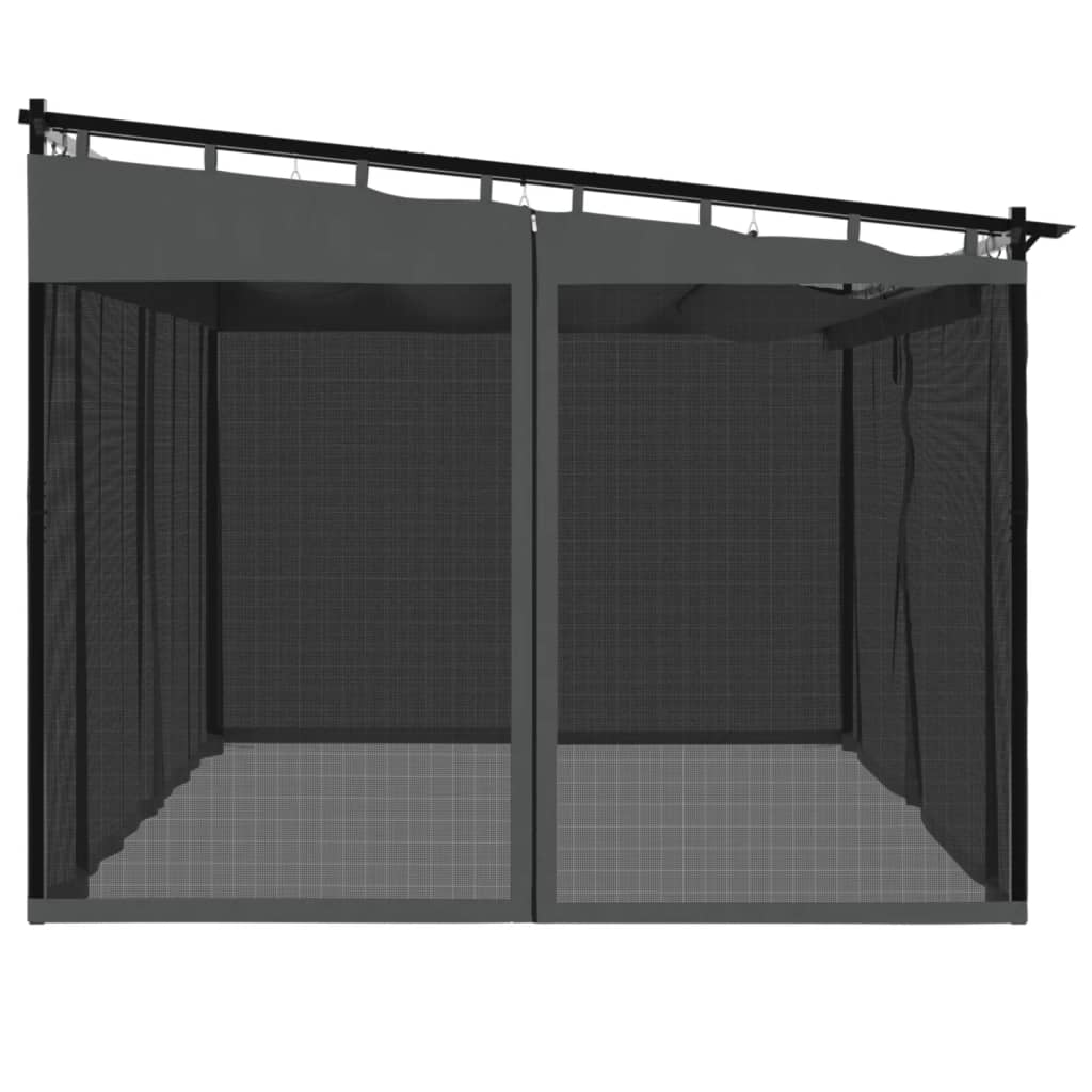 Pavillon mit Netzwände Creme 3x3 m Stahl