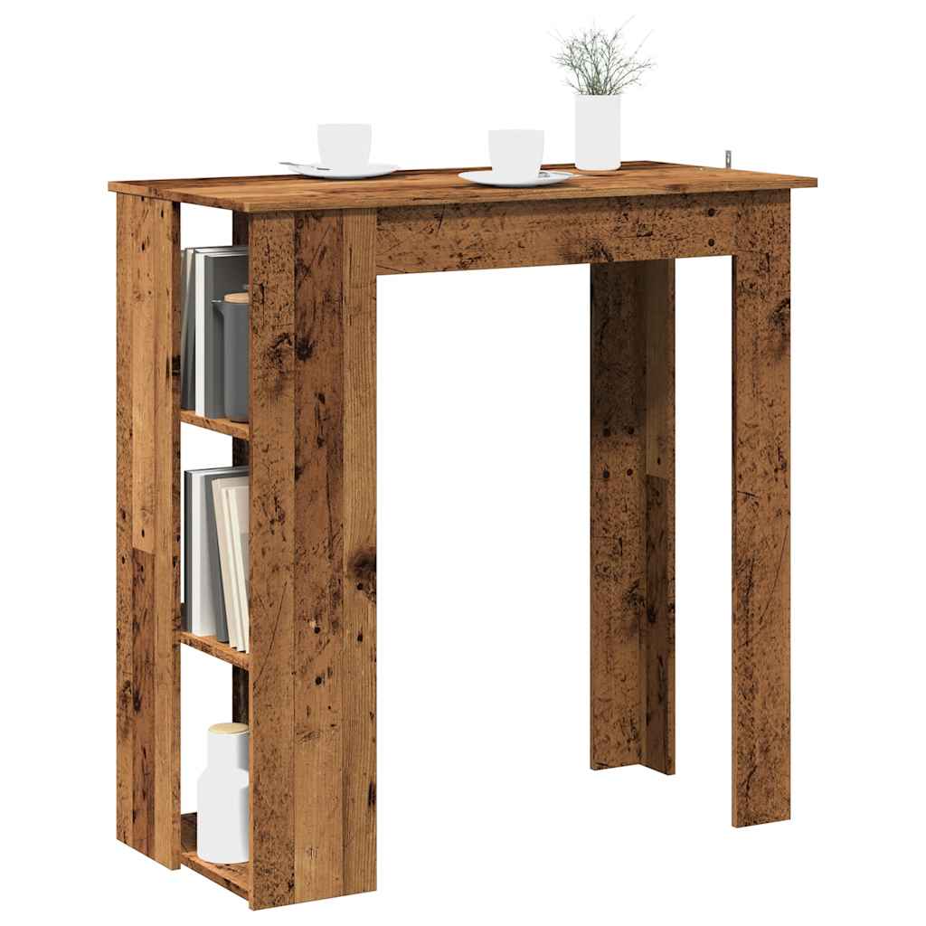 Bartisch mit Regal Weiß 102x50x103,5 cm Holzwerkstoff