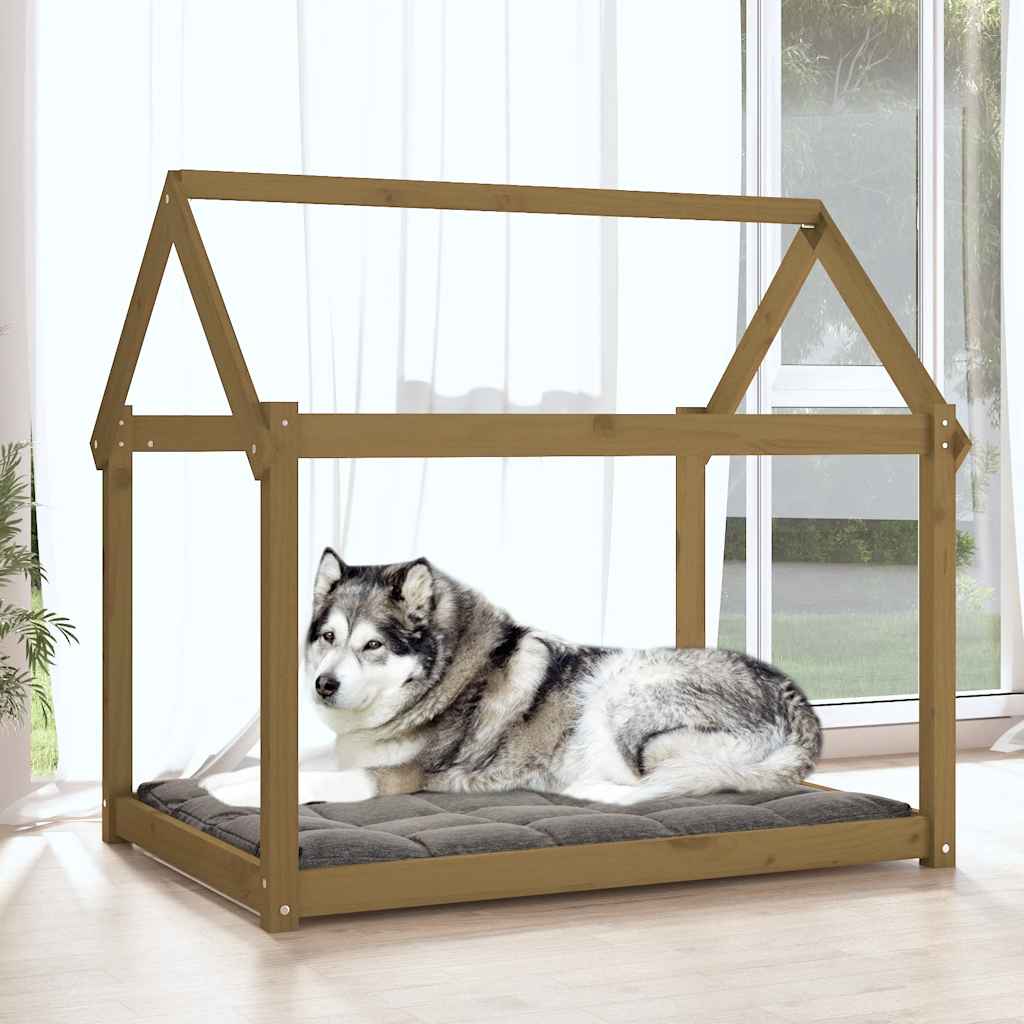 Hundebett Grau 61x50x70 cm Massivholz Kiefer