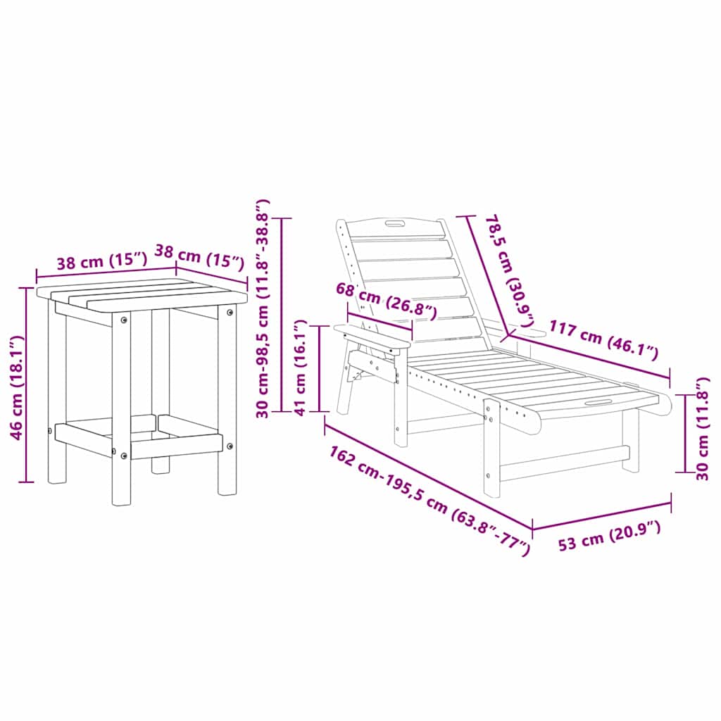 Sonnenliege 2 pcs Weiß 195,5 x 53 x 98,5 cm Polyethylen
