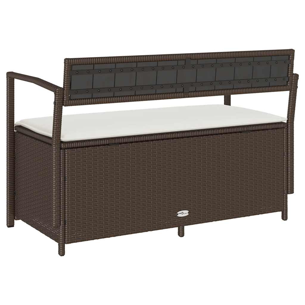 Gartenbank mit Stauraum und Kissen Schwarz Poly Rattan