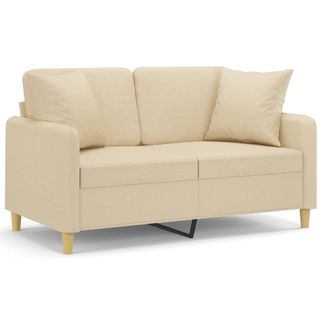 2-Sitzer-Sofa mit Zierkissen Braun 120 cm Stoff