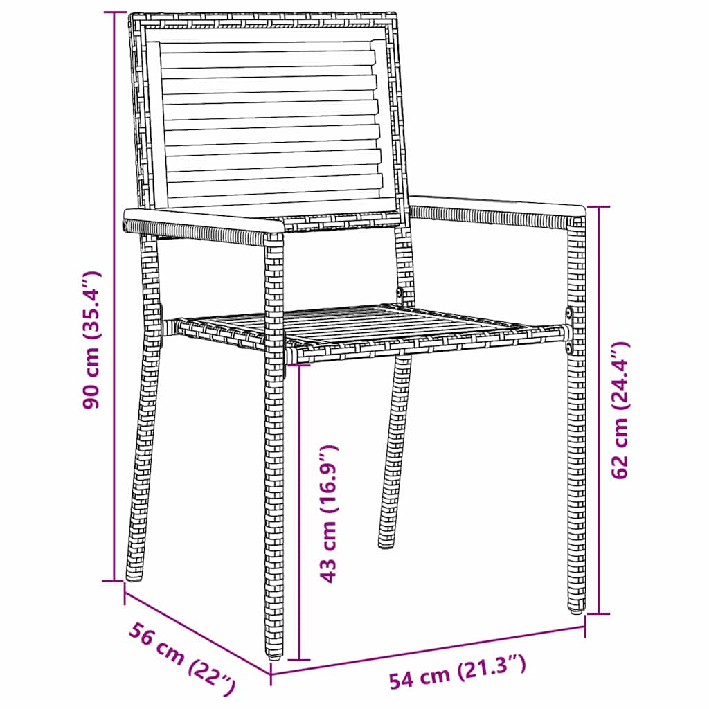 Garten Stapelstühle 4 pcs Braun und Schwarz 54 x 56 x 90 cm