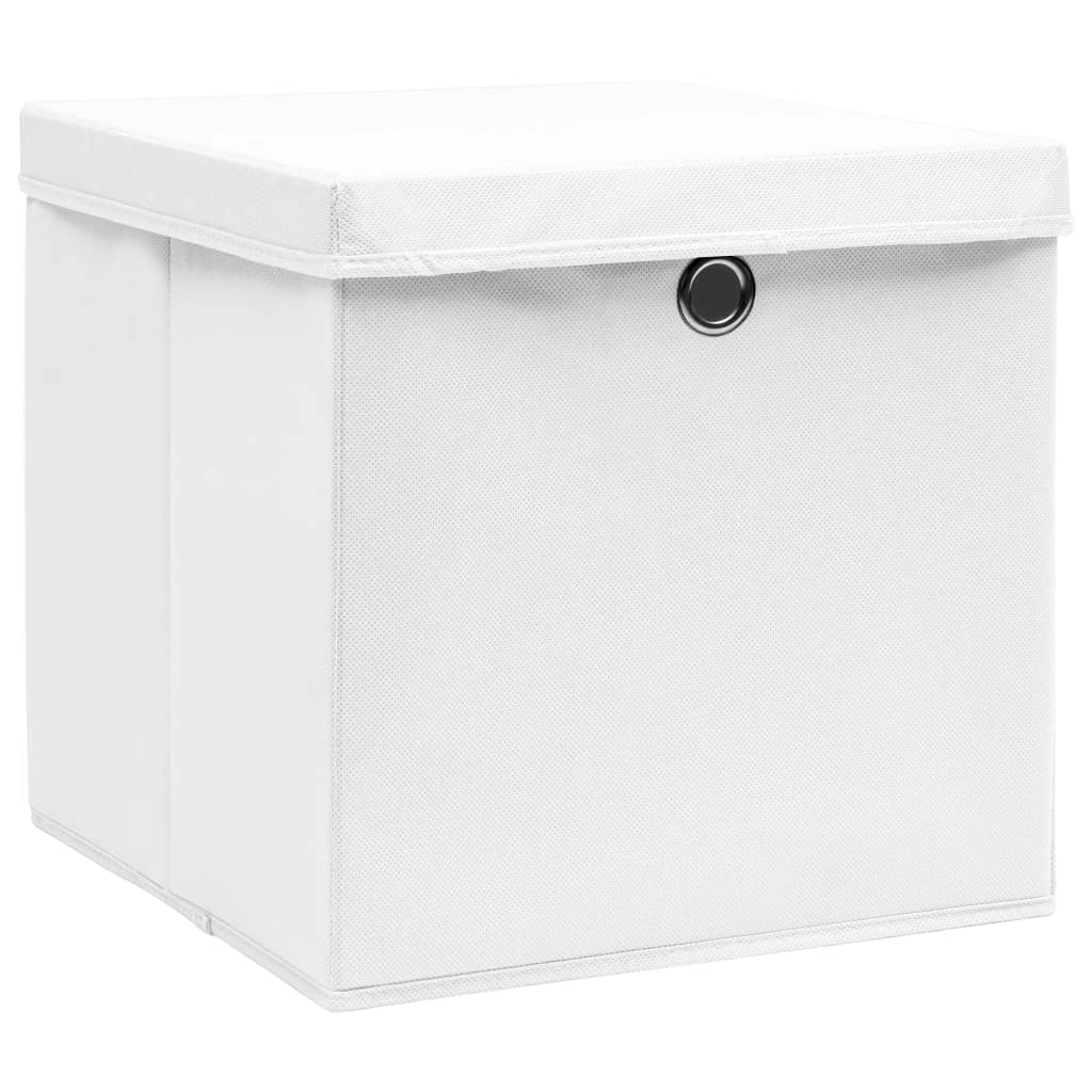 Aufbewahrungsboxen mit Deckeln 10 Stk. 28x28x28 cm Schwarz