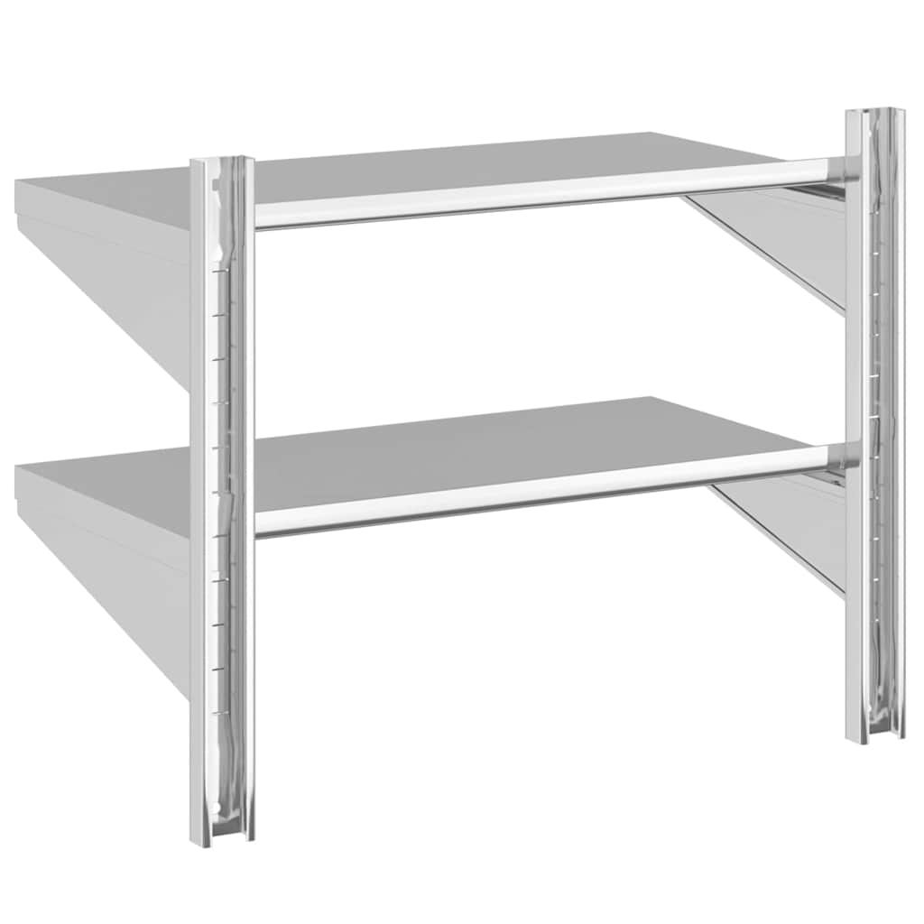 Wandregal mit 2 Böden 100x40x60 cm Silbern Edelstahl