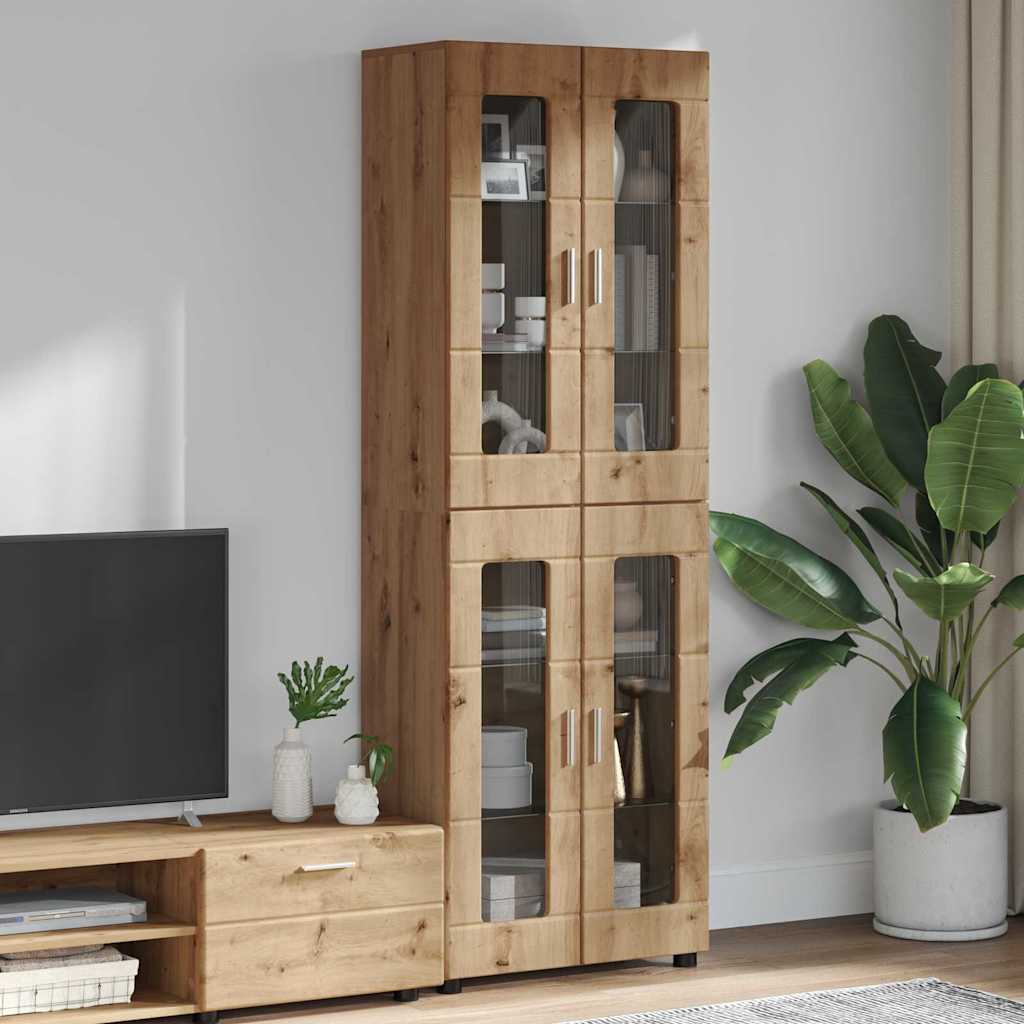 Highboard mit Regal FLORIN Weiß 60 x 35 x 182 cm Holzwerkstoff