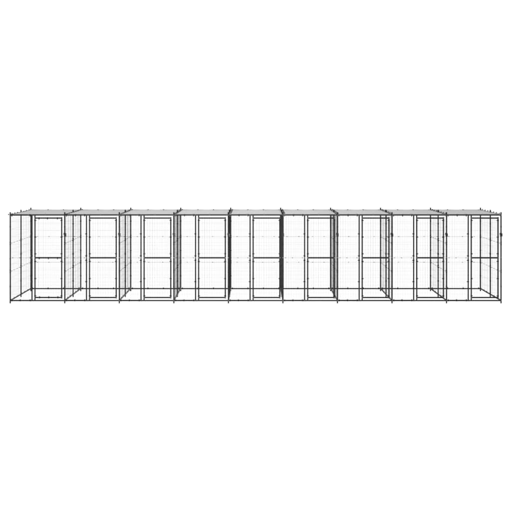 Outdoor-Hundezwinger Stahl mit Überdachung 110x220x180 cm