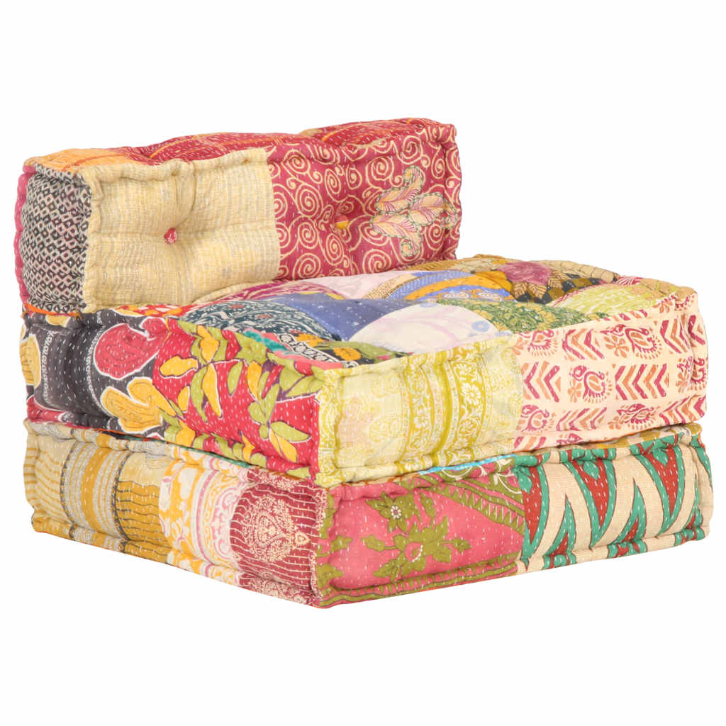 2-Sitzer Modularer Pouf Patchwork Stoff