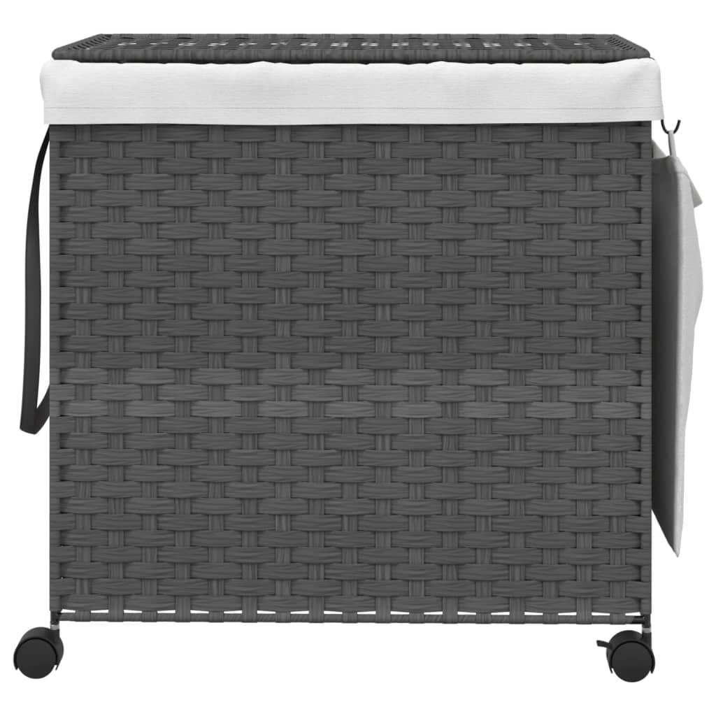 Wäschekorb mit Rollen 60x35x60,5 cm Rattan