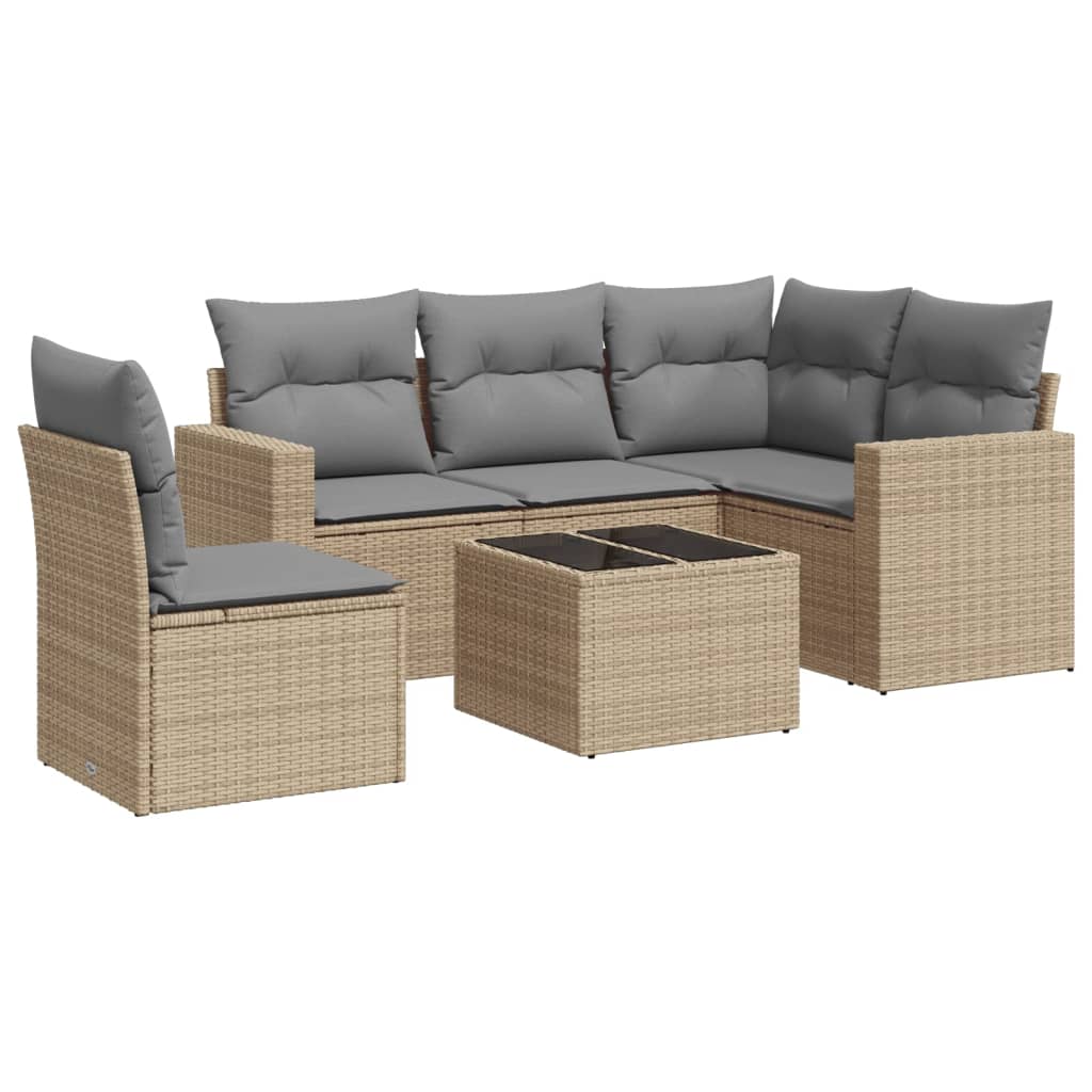 5-tlg. Garten-Sofagarnitur mit Kissen Schwarz Poly Rattan