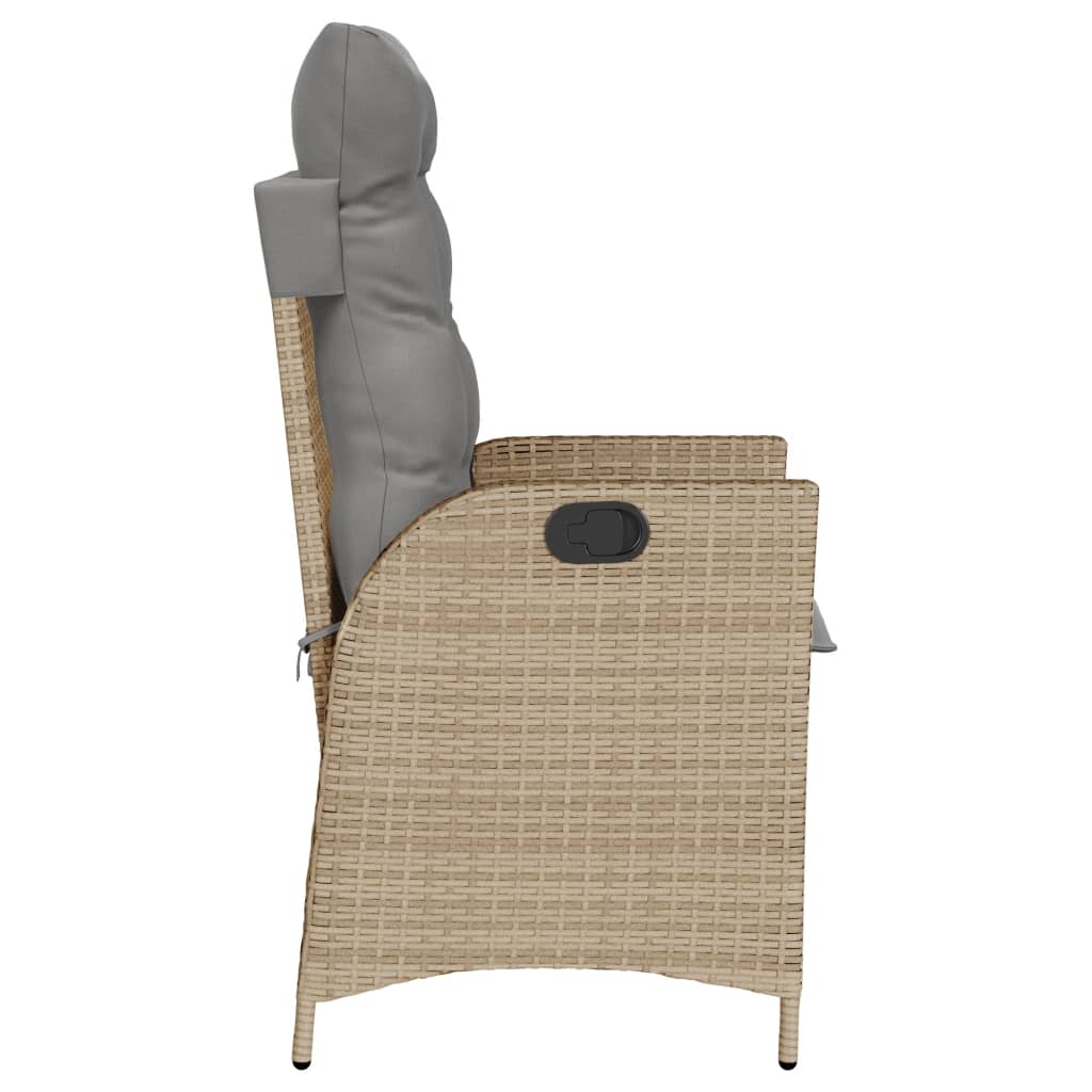 Gartensessel Verstellbar mit Kissen Schwarz Poly Rattan
