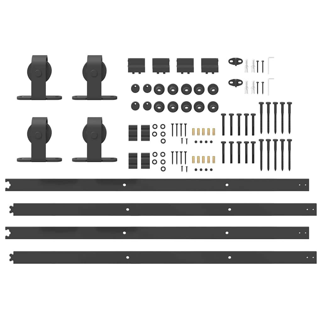 Schiebetürbeschlag-Set 366 cm Stahl Schwarz