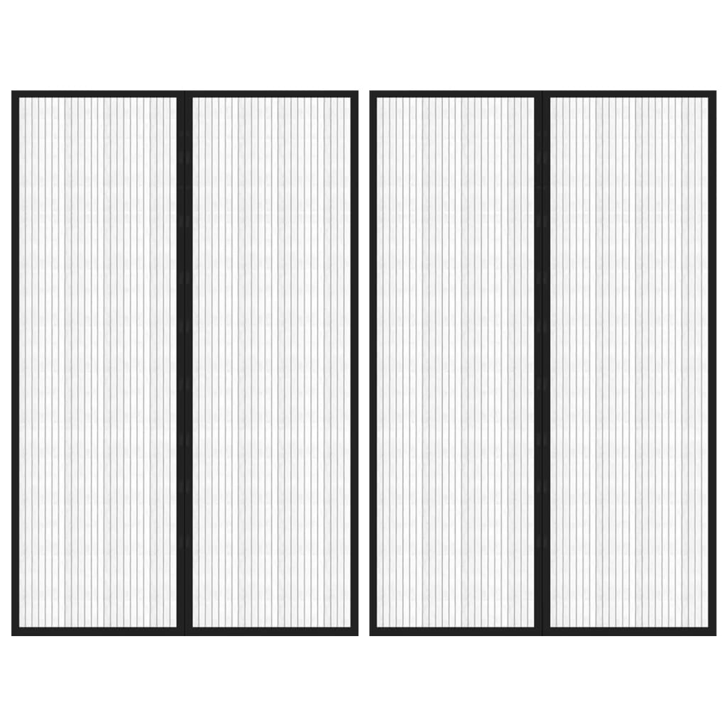 Fliegengitter-Türvorhänge 2 Stk. Magnet Schwarz 200x80 cm