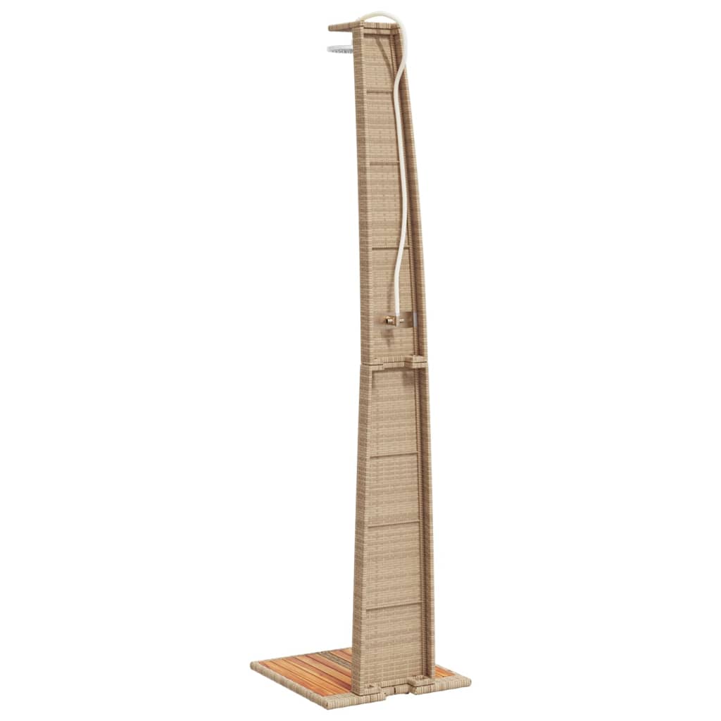Gartendusche Schwarz 55x60x224 cm Poly Rattan und Akazienholz