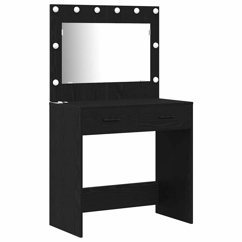 Schminktischset mit LED mit Schubladen 3 pcs Weiß Holzwerkstoff