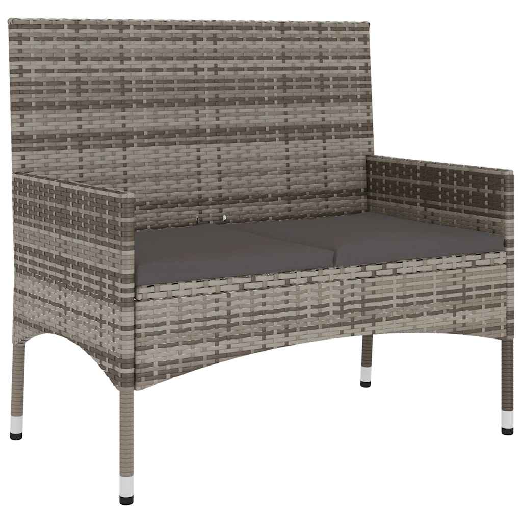 Gartenbank 2-Sitzer mit Kissen Braun Poly Rattan