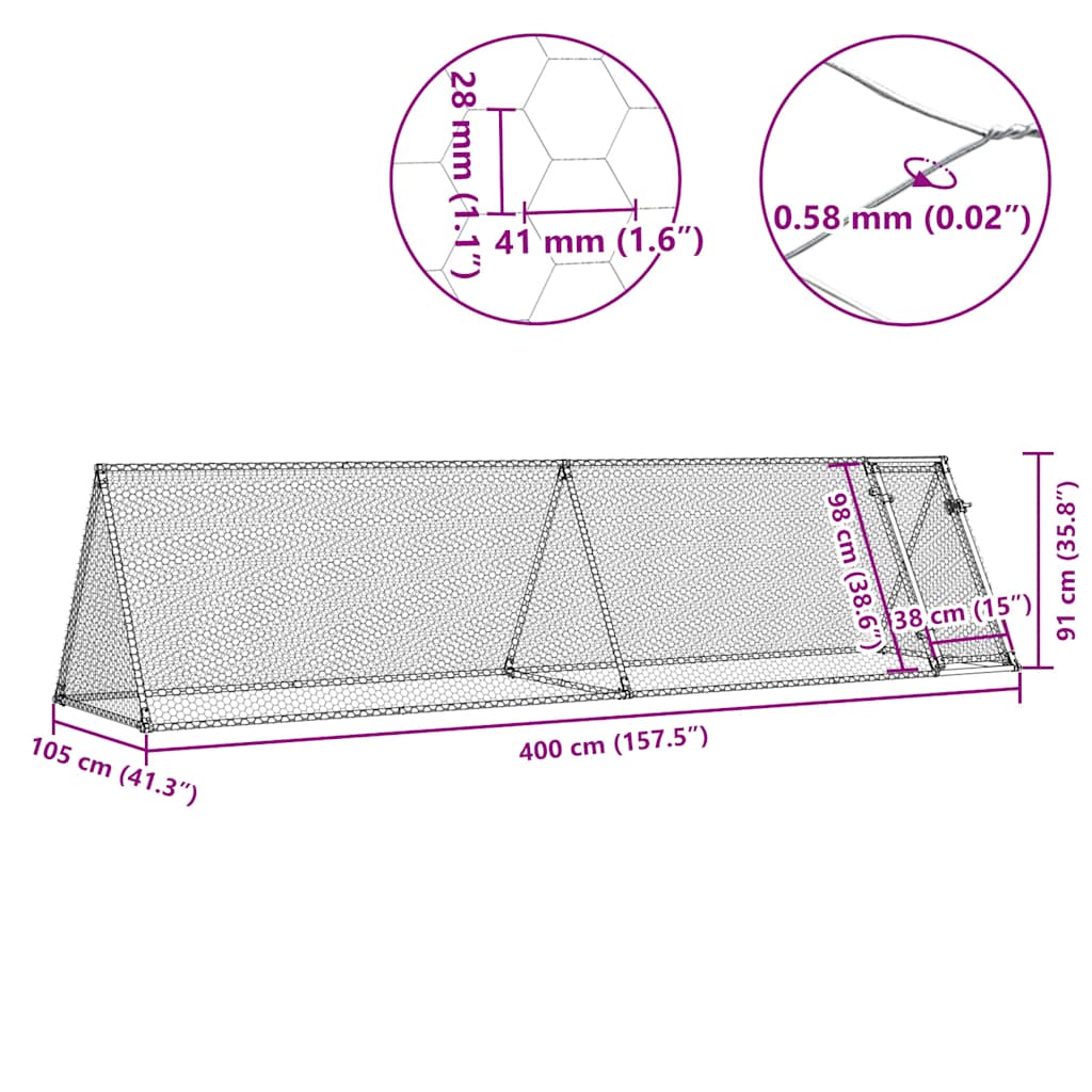 Hühnerkäfig Silbern 200x105x91 cm Verzinkter Stahl