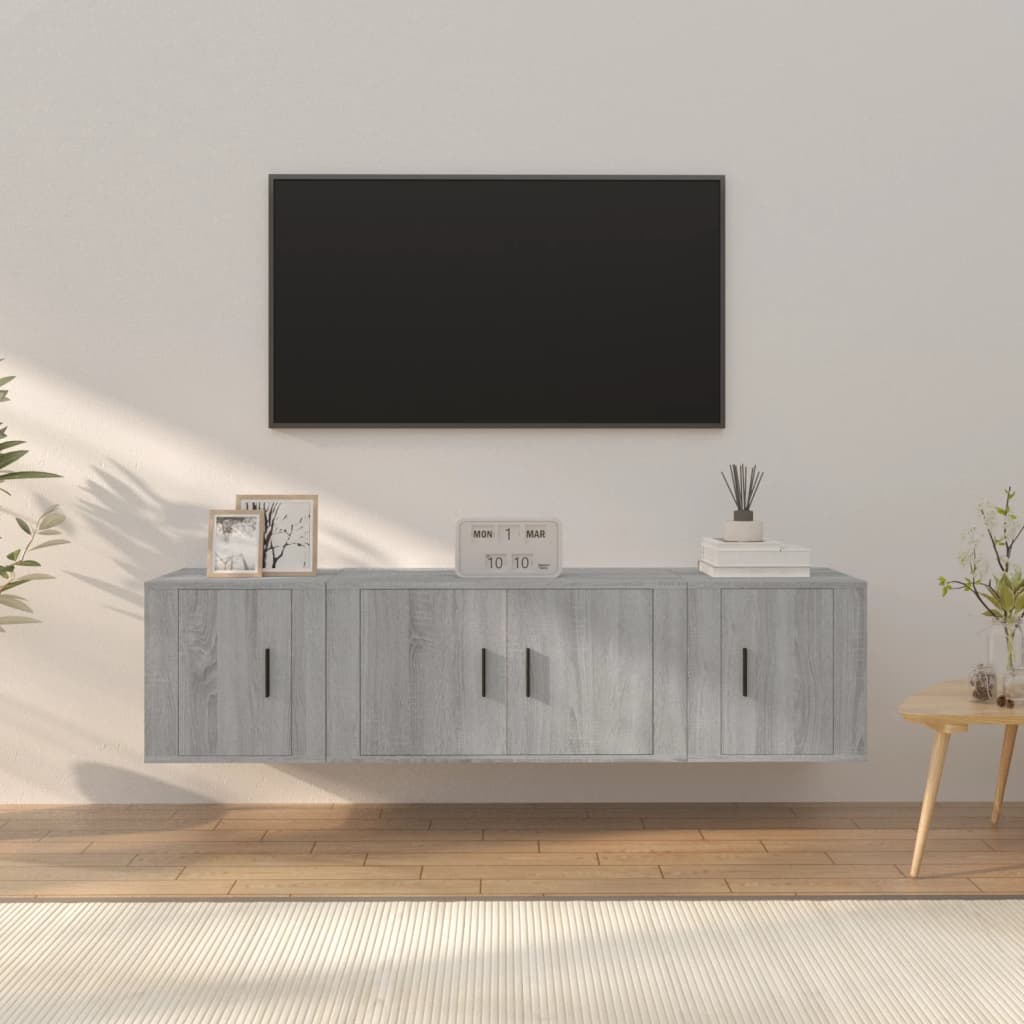 3-tlg. TV-Schrank-Set Weiß Holzwerkstoff