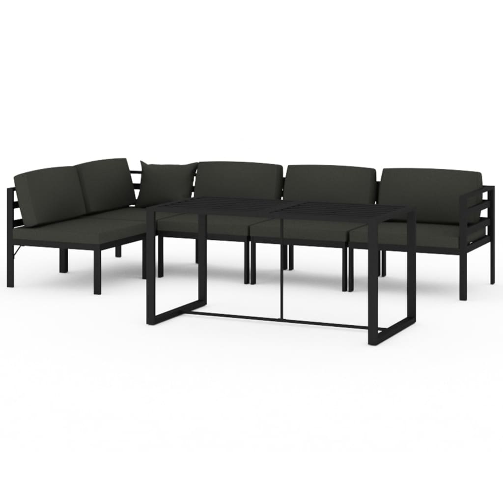 10-tlg. Garten-Lounge-Set mit Kissen Aluminium Anthrazit