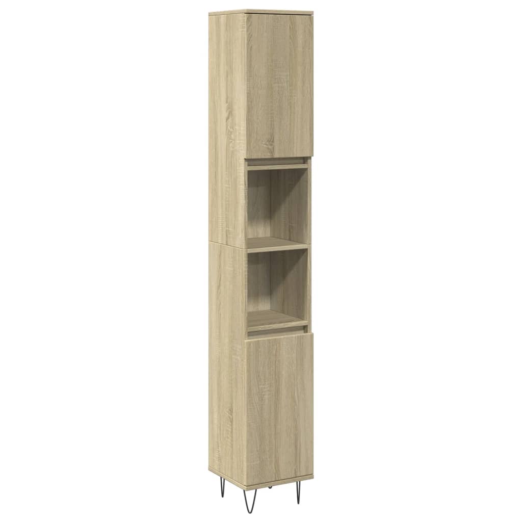 3-tlg. Badmöbel-Set Räuchereiche Holzwerkstoff