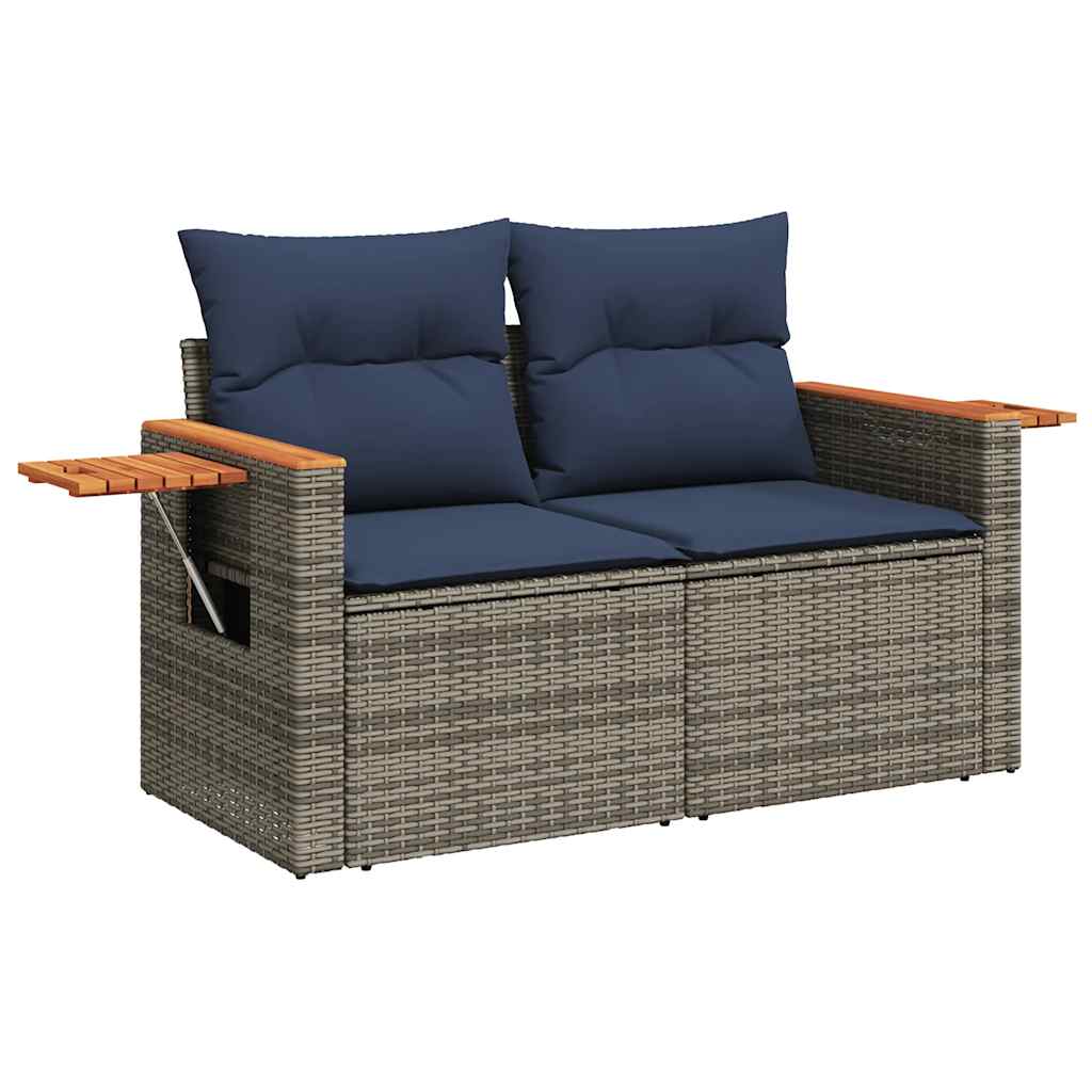 10-tlg. Garten-Sofagarnitur mit Kissen Schwarz Poly Rattan
