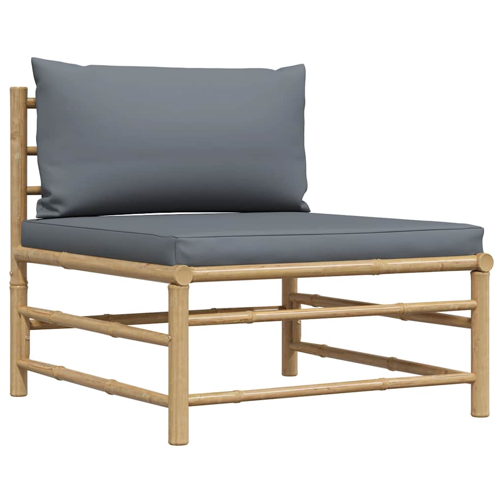 3-tlg. Garten-Lounge-Set mit Kissen Bambus