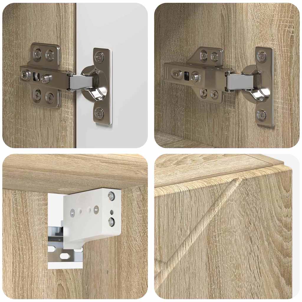 Badezimmermöbel-Set mit Tür 4 pcs Weiß Holzwerkstoff & Metall