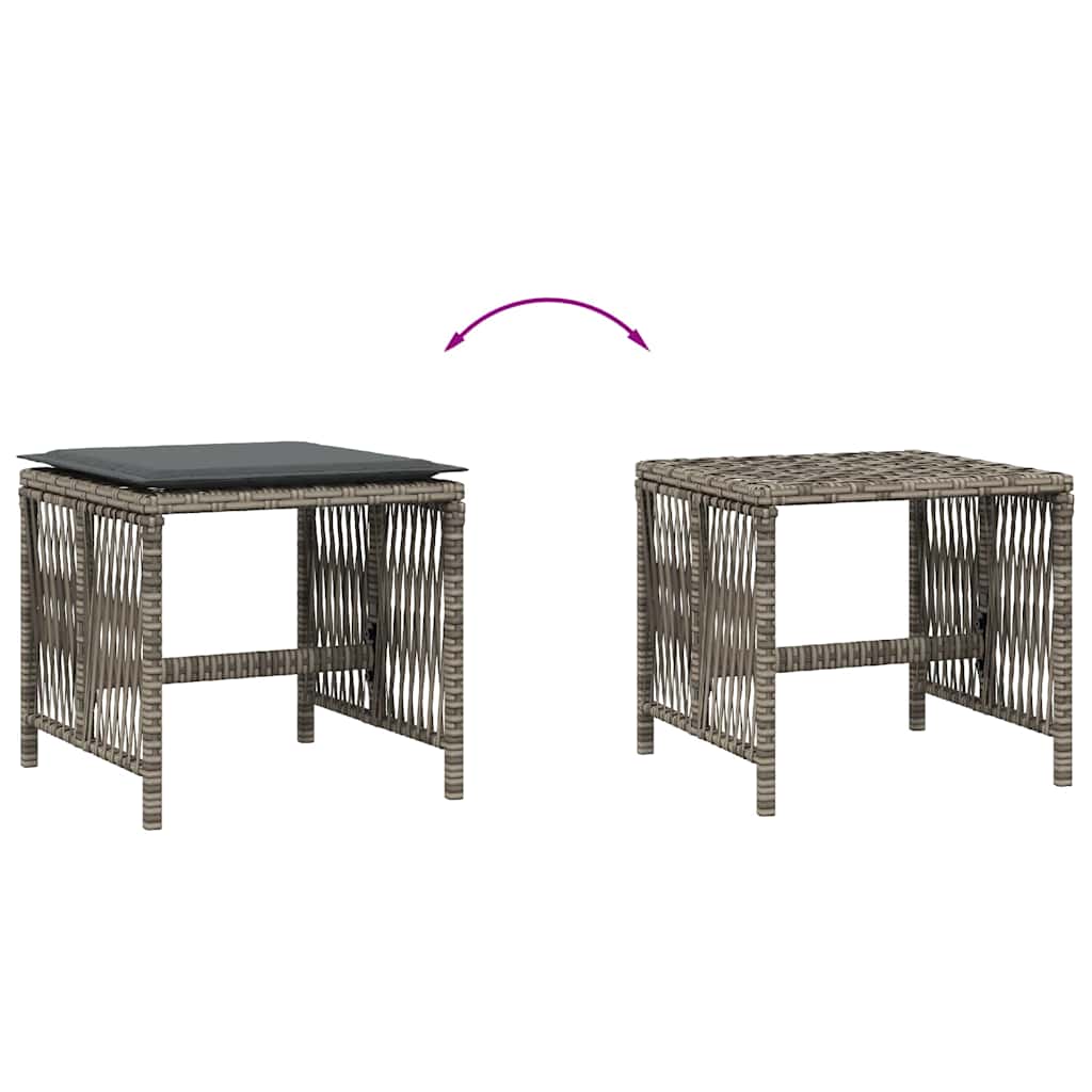 Gartenhocker mit Kissen 4 Stk. Schwarz 41x41x36 cm Poly Rattan