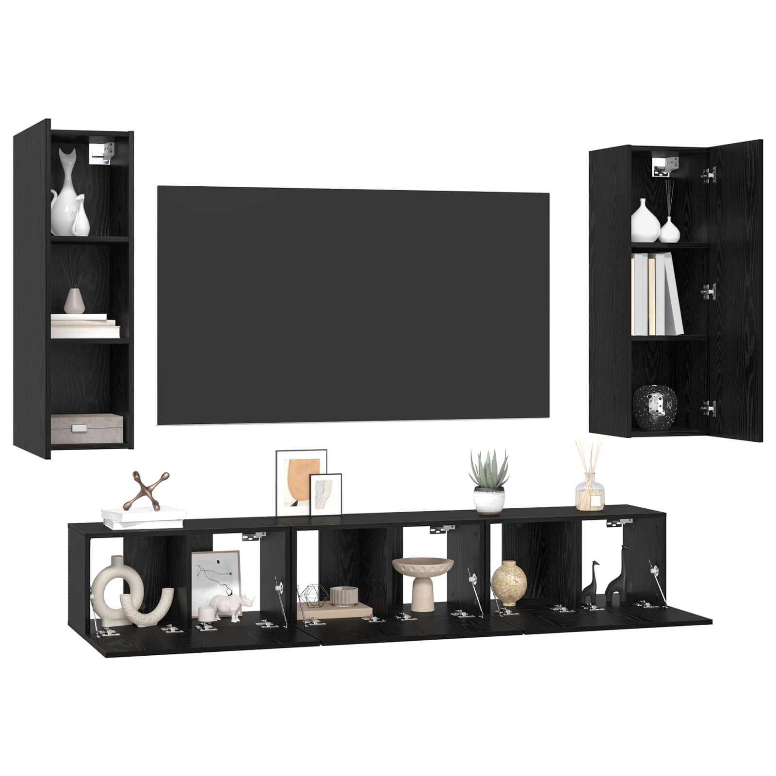 4-tlg. TV-Schrank-Set Weiß Holzwerkstoff