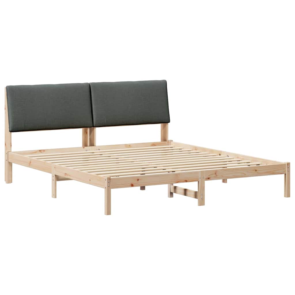 Bettgestell Braun und hellgrau 200 x 200 cm Massivholz Kiefer