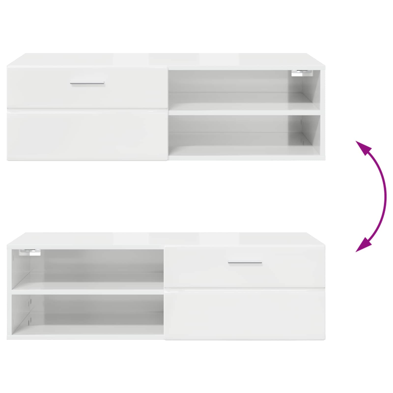 Highboard mit Regal FLORIN Weiß 60 x 35 x 182 cm Holzwerkstoff