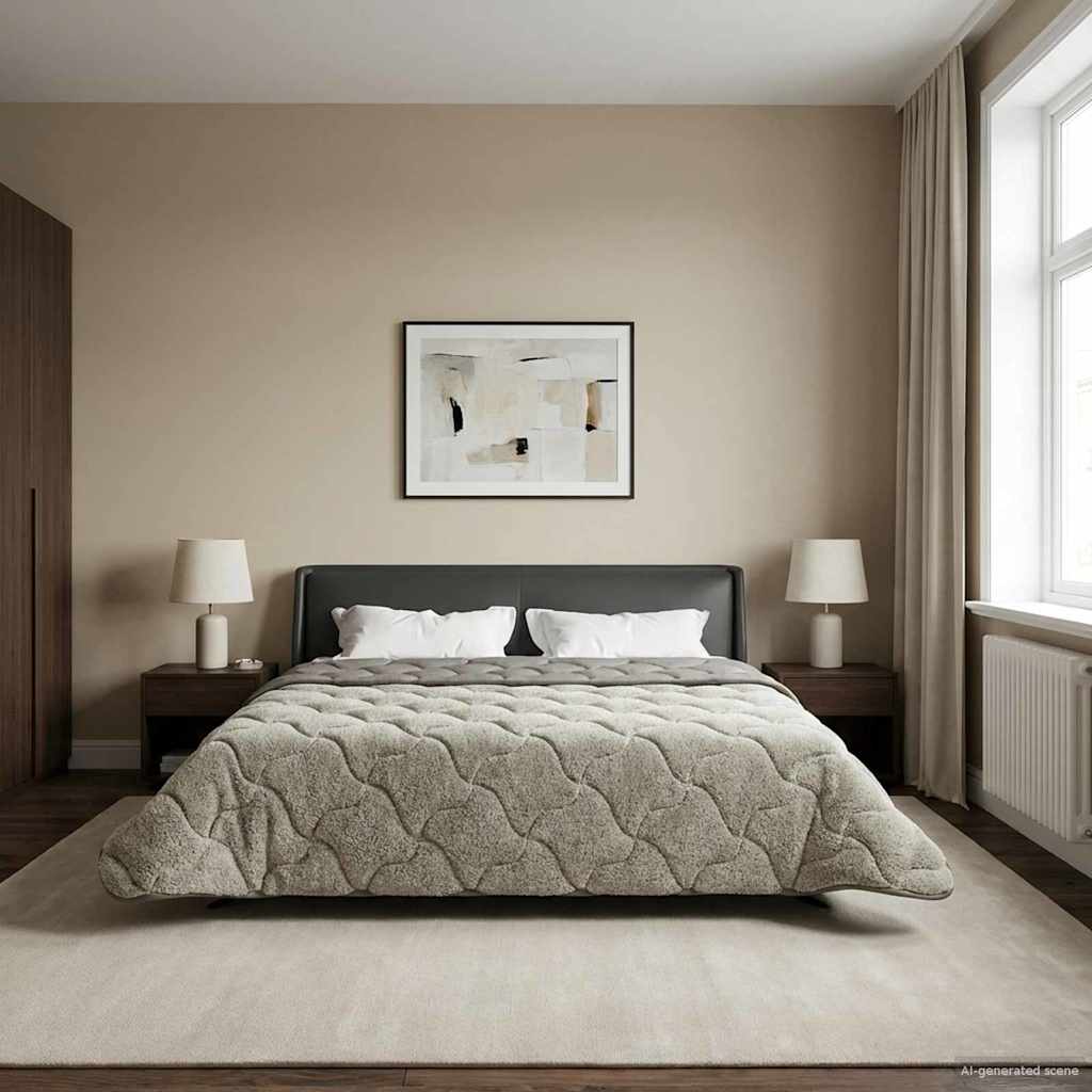 Sommerdecke Anthrazit 135 x 200 cm Mikrofaser und Teddy-Fleece