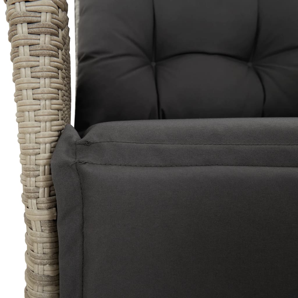 Gartensessel Verstellbar mit Kissen Schwarz Poly Rattan
