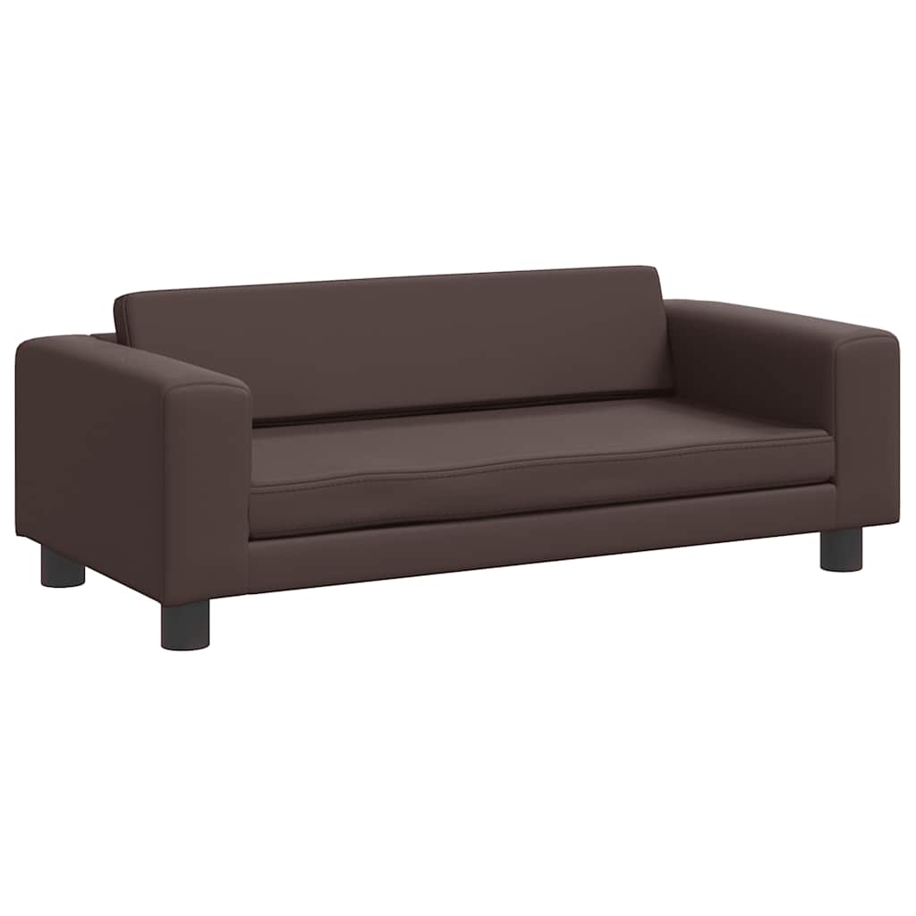 Kindersofa mit Hocker Creme 100x50x30 cm Kunstleder